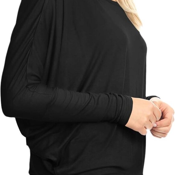 Women's Casual Flowy Draped Long Sleeve Batwing Dolman Top – Soft & Comfortable - Picture 3 of 6